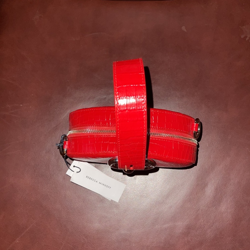 Rebecca Minkoff Kate Circle Bag Crocodile Embossed Leather In Red - Picture 6 of 8